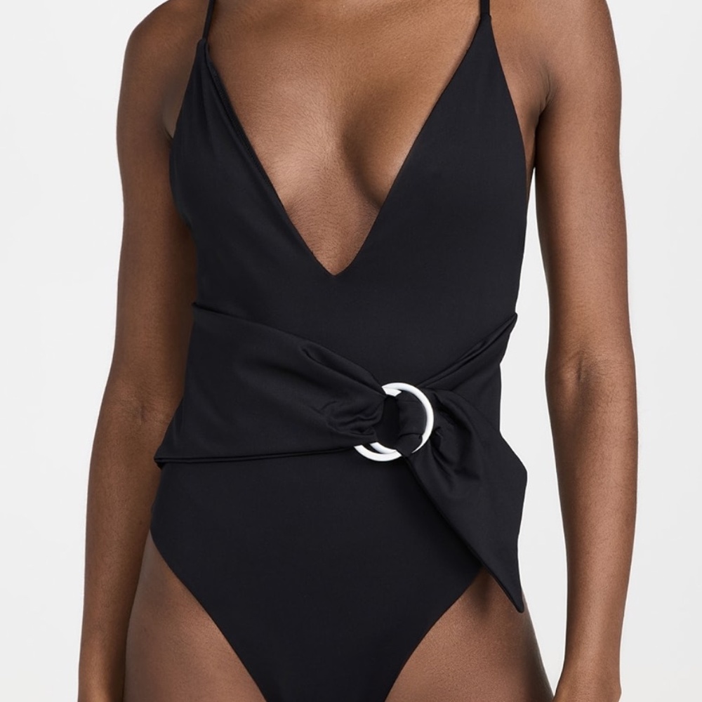 SIMKHAI Niya Deep V Neck One Piece Swimsuit